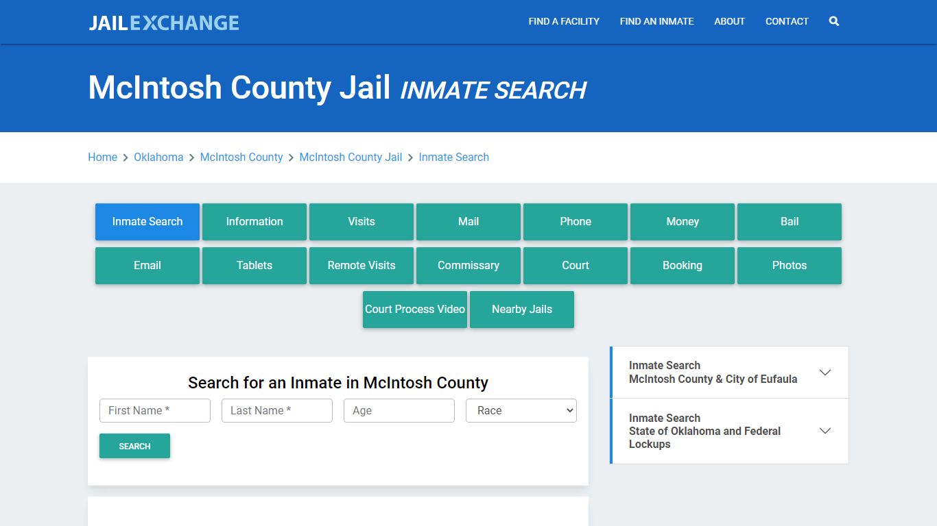 McIntosh County Jail, OK Inmate Search: Roster & Mugshots