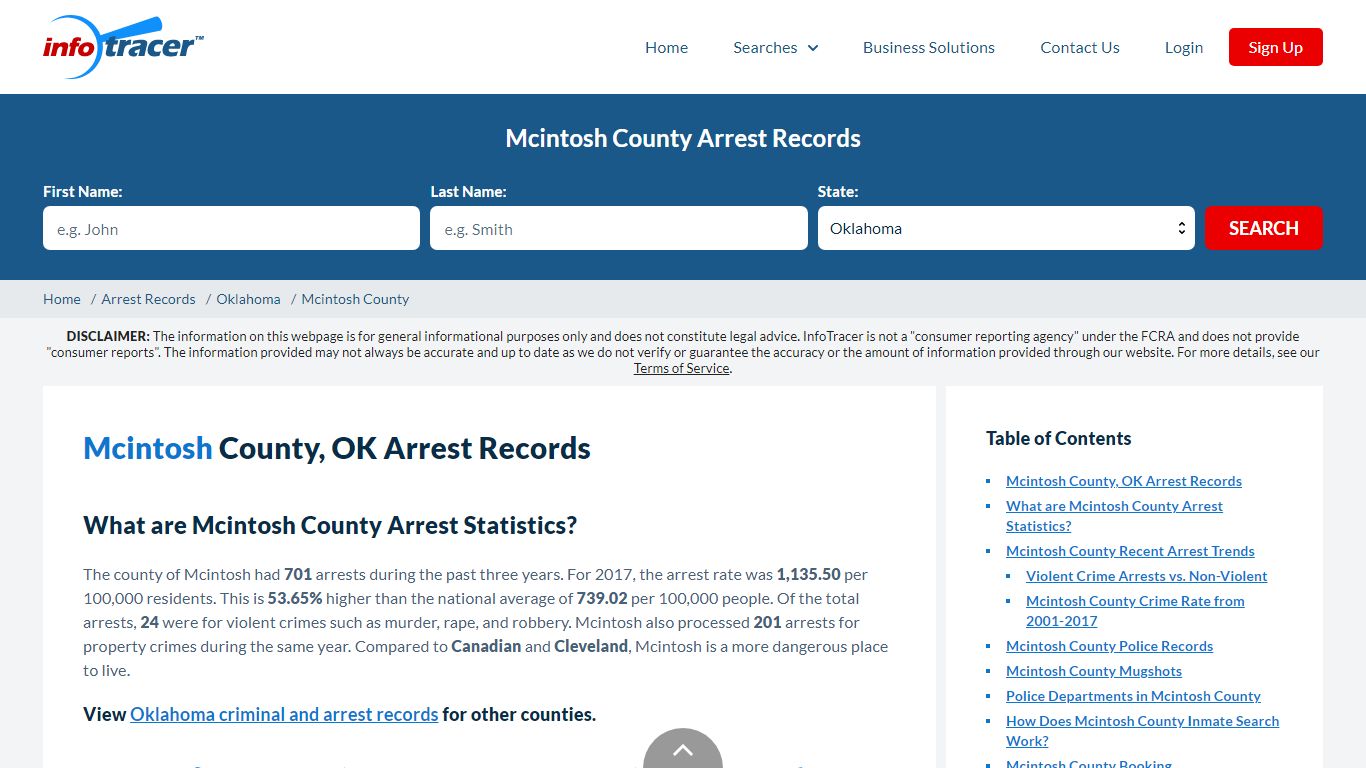 Mcintosh County, OK Arrests, Mugshots & Jail Records - InfoTracer