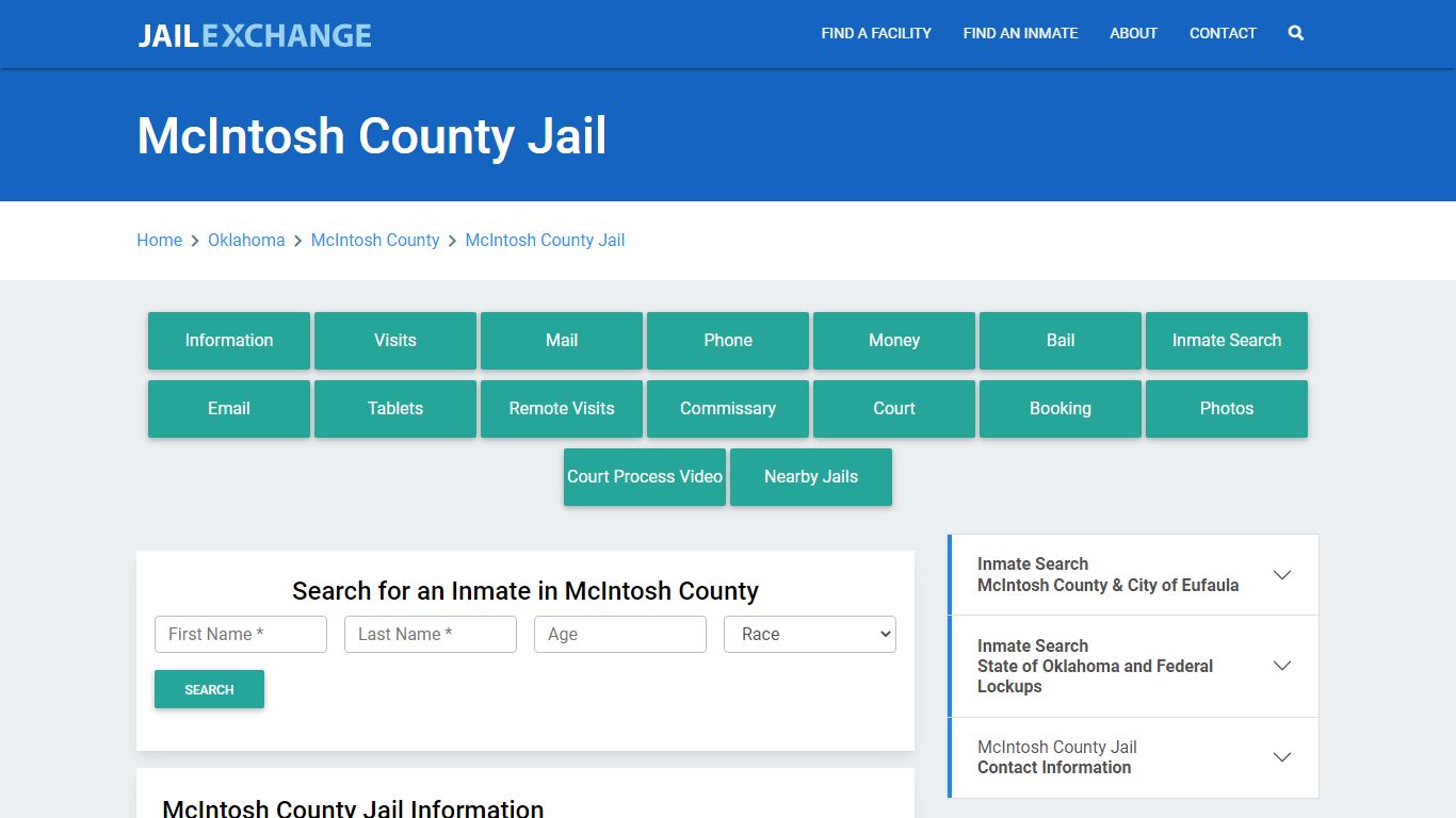 McIntosh County Jail Roster Lookup, OK, Inmate Search